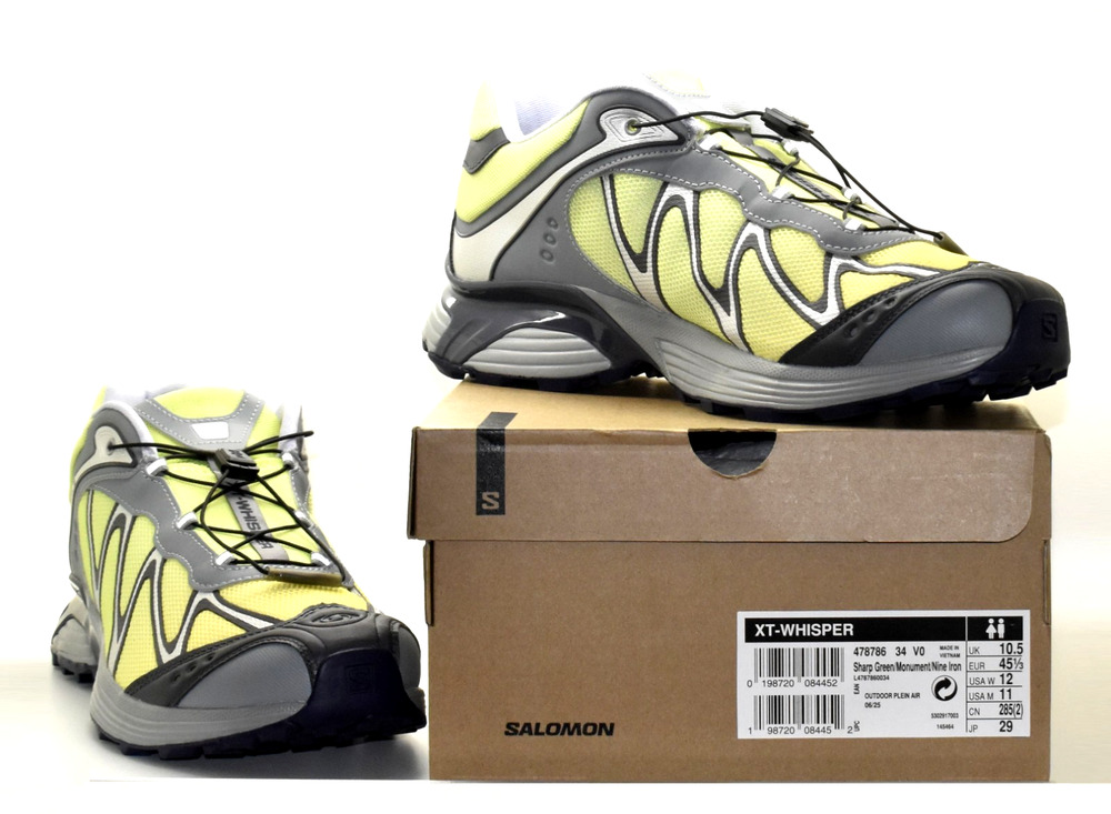 D0 Auth SALOMON XT-WHISPER Sharp Green Monument Nine Iron Shoes 478786 Size 11